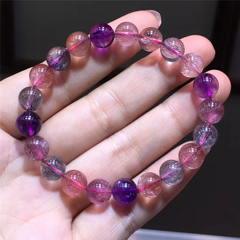 9 мм натуральный супер семь Мелодия камень рутилированный кварцевый браслет