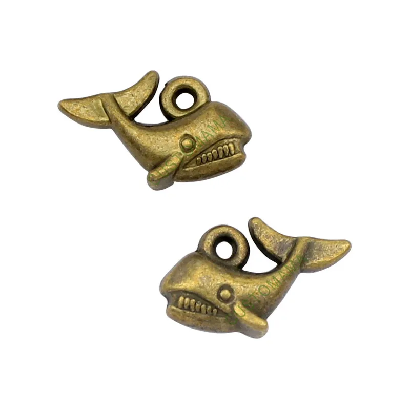 

80pcs-Shark Подвески Античная Бронза Акула Шарм Подвески 16x10 мм