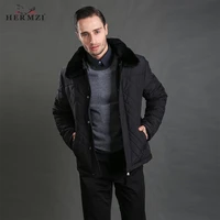 hermzi 2022 winter jacket men cotton padded jacket thick warm winter coat black jacket men winter rex rabbit fur russian size