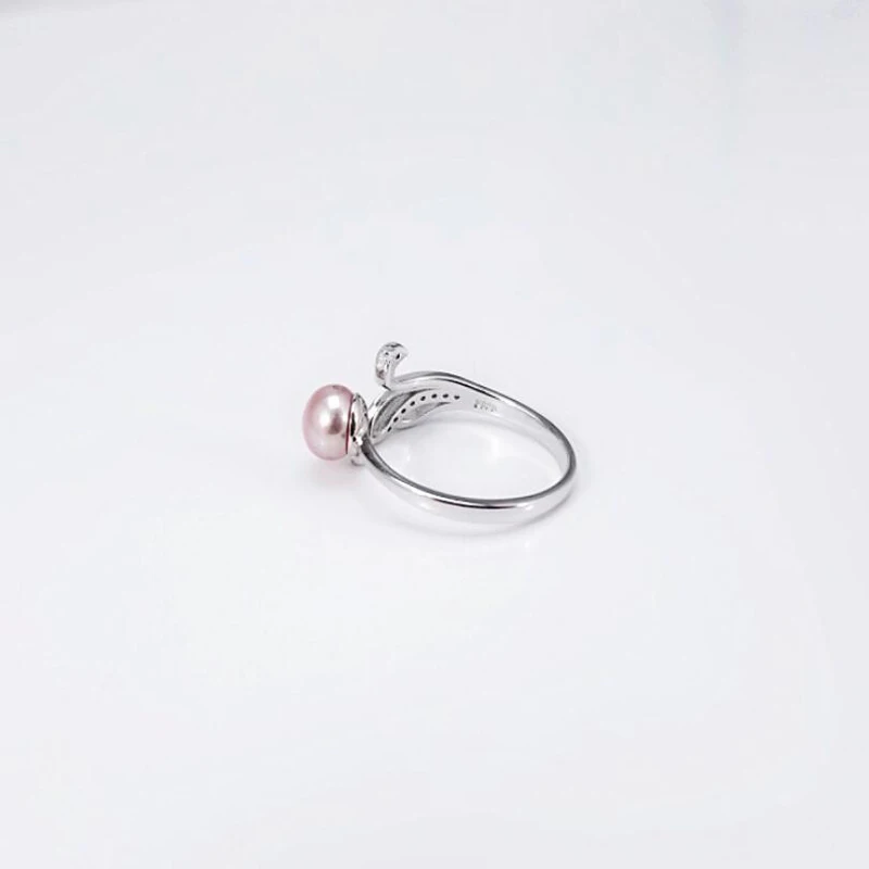 [MeiBaPJ] Simple Fashion 925 Sterling Silver Swan Ring Natural Freshwater Pearl for Women Fine Charm Jewelry Gift Box | Украшения и