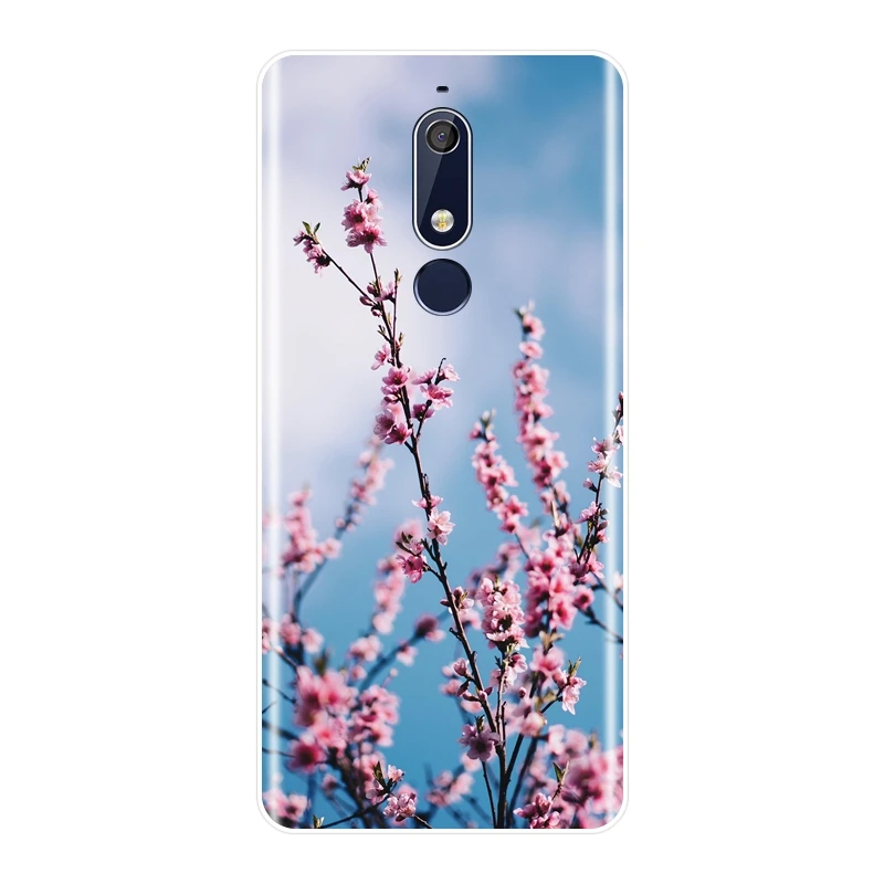 Задняя крышка для Nokia 7 1 6 5 3 2 Plus розовый цветок вишневый цвет силиконовый мягкий