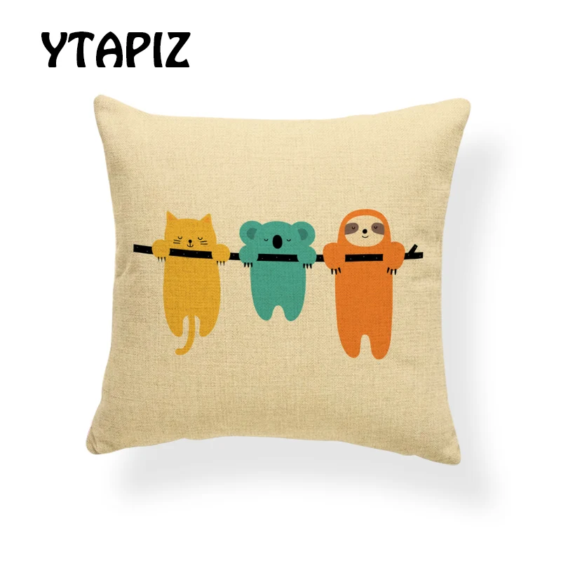 24 Цвет с животными из мультфильмов для подушки Чехол слон Кот Пингвин Единорог ленивый Улитка Ежик Лев украшение спальня диван наволочка - Цвет: 24