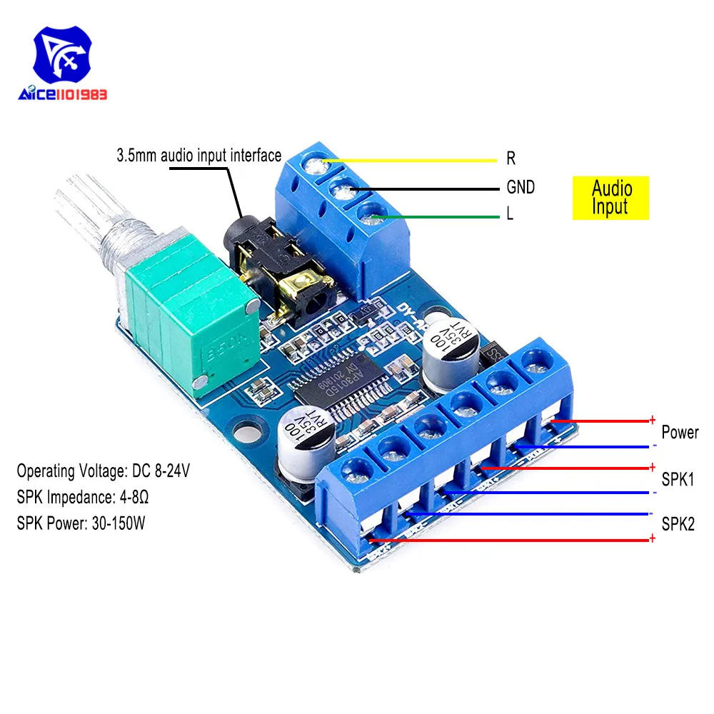 DY AP3015 DC 8 24V 30W * 2 Class D двухканальный высокомощный стерео цифровой усилитель платы с