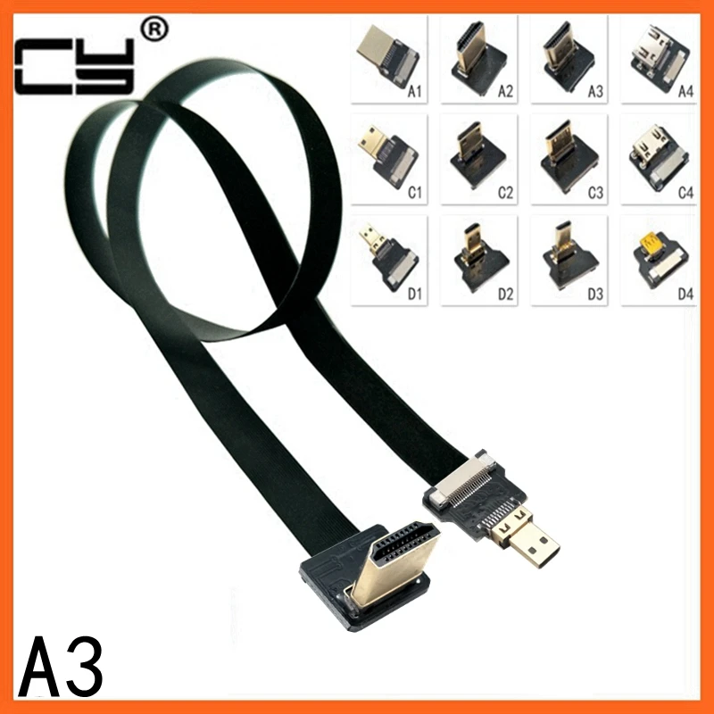 A3 FPV Micro Mini 90 градусов адаптер 5 см 80 FPC лента плоский HDMI совместимый кабель шаг