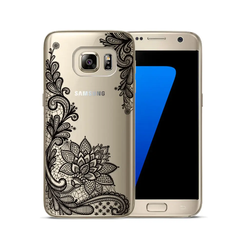 Прозрачный окрашенный чехол для Samsung S6 мягкий ТПУ телефона S8 умный защитный