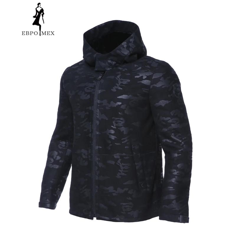 2017 модные пальто с мехом зимнее мужские дубленки Стиль водолазка Военное Дело