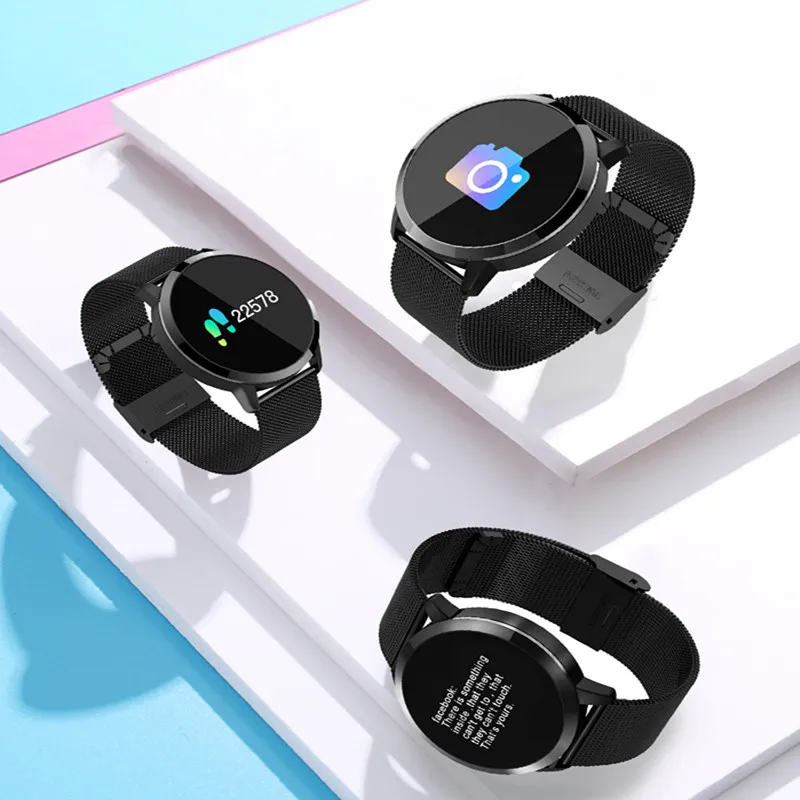Новый Q8 OLED Смарт часы с Bluetooth умные Нержавеющая сталь Водонепроницаемый Носимых
