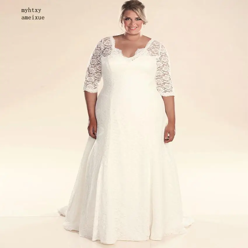 

Cheap Wedding Dress 2020 Three Quarter Sleeve Lace Vestidos De Novia Beaded Bridal Gown Plus Size Robe De Mariage Different Sash