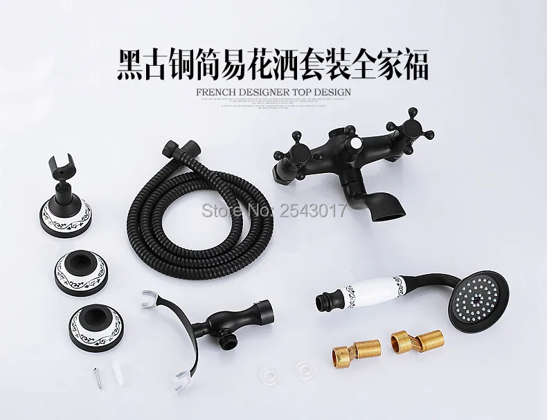 Роскошный Черный Бронзовый Смеситель для душа поворотный кран антикварный