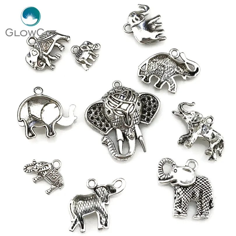MIX 10pcs/lot Vintage Silver Zinc Alloy Elephant Hindu deities Jewelry Finding Making 22400 | Украшения и аксессуары