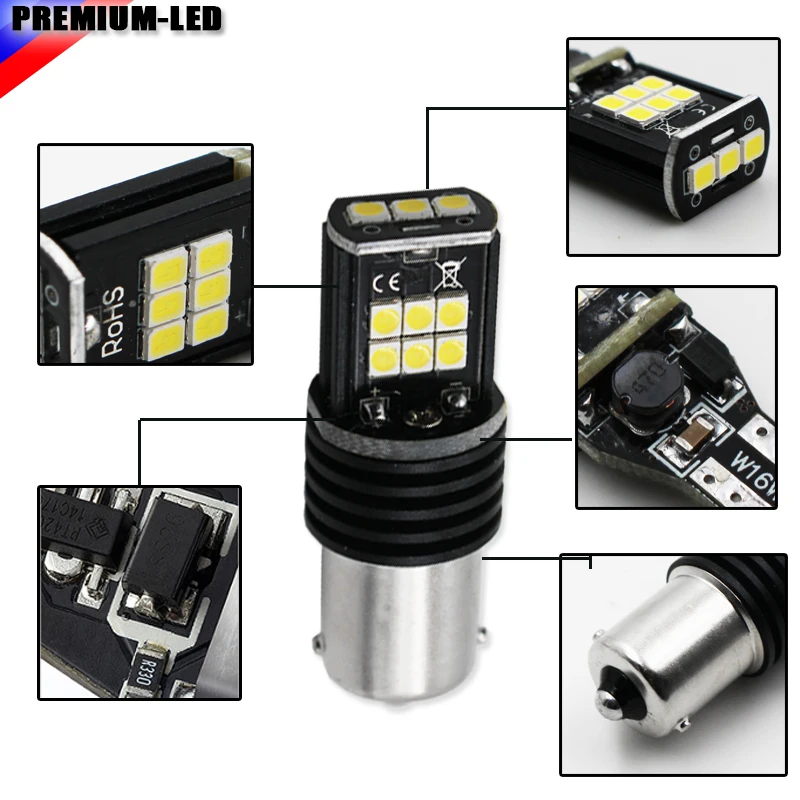 Супер яркие 15 SMD 3030 1156 P21W 7506 светодиодный лампы для замены задних огней или