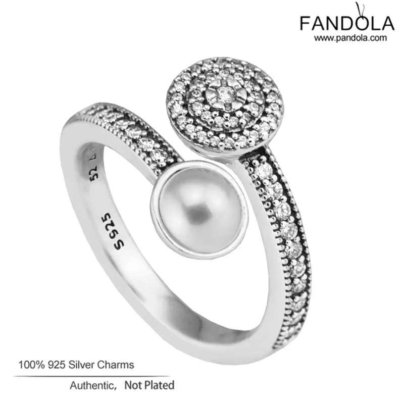 Женское светящееся кольцо с жемчугом обручальное белым кристаллом из 100%