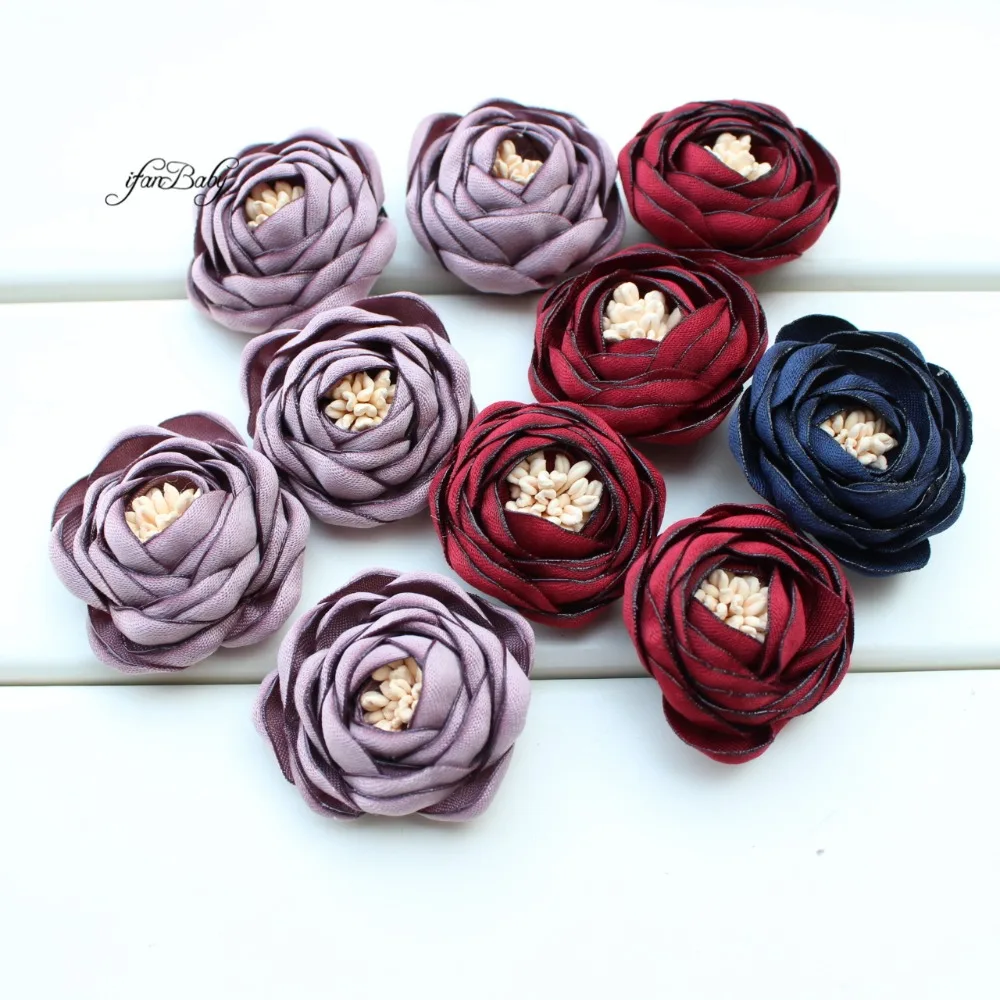 2017 женские аксессуары для волос цветные Сатиновые цветы 30 шт.|satin fabric flowers|hair