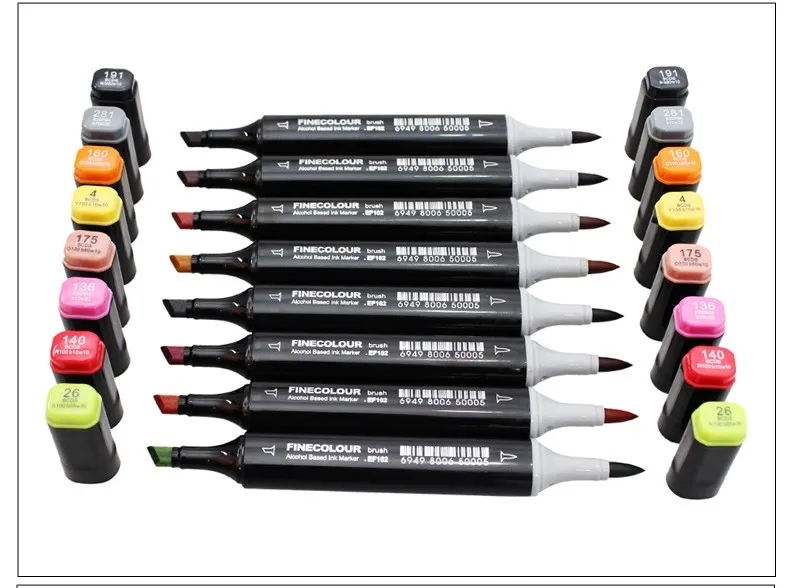 FINECOLOUR 36 48 60 72 цвета художника двуглавый кисть манга маркеры на спиртовой основе эскиз краски искусство маркер ручка набор