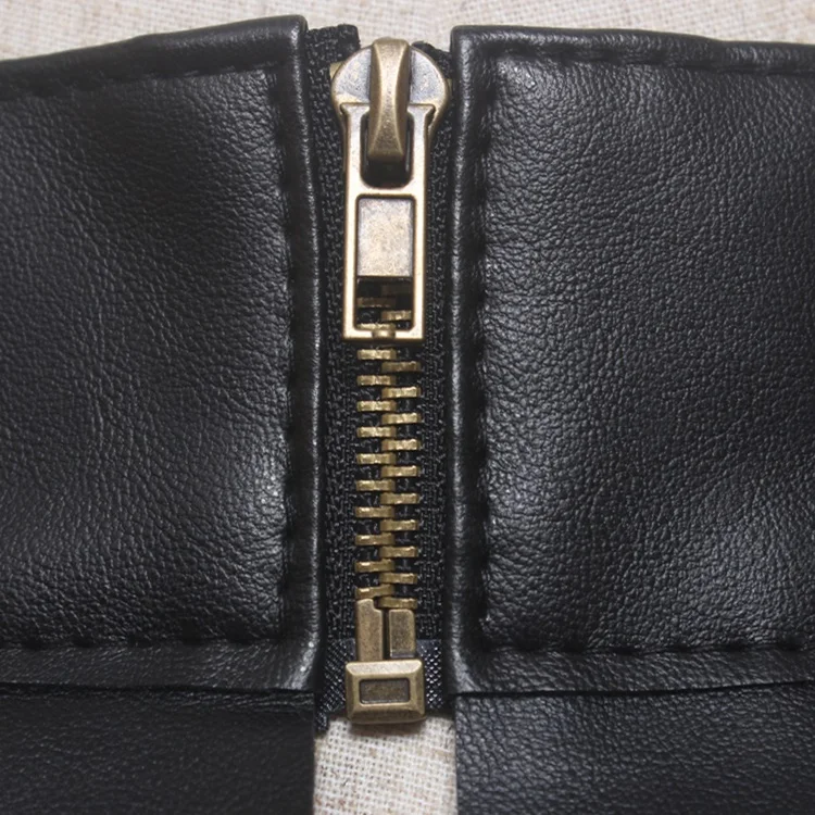 Женское платье из искусственной кожи на молнии широкий пояс с оборками и баской