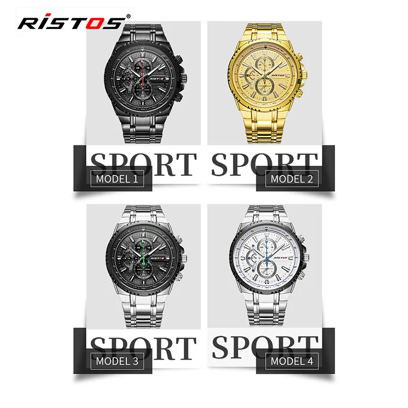 Ristos 2018 военные мужские кварцевые деловые часы из нержавеющей стали Reloj Hombre