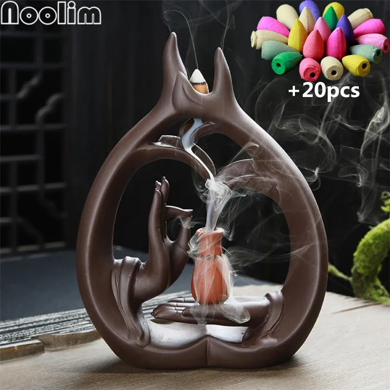 Будда ручная ваза в форме лотоса с обратным потоком курильница для благовоний