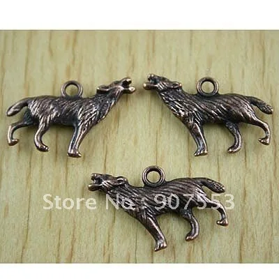 

20pcs copper-tone wolves charms h0390