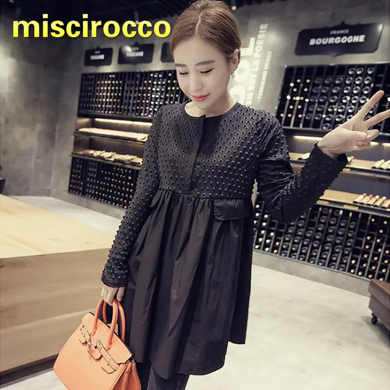 

Big Size 4XL Maternity Dress Spring and Autumn Fat Mm Long Pregnant Women's Shirt Women Blouses Black Cotton Fashion
