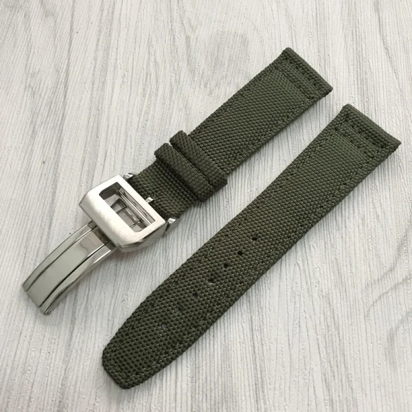 green silver buckle MERJUST нейлон+ натуральная кожа мужские Ремешки для наручных часов черный зеленый ремешок со стальной пряжкой для Iw379901 20 мм 21 мм 22 мм - Цвет ремешка: green silver buckle