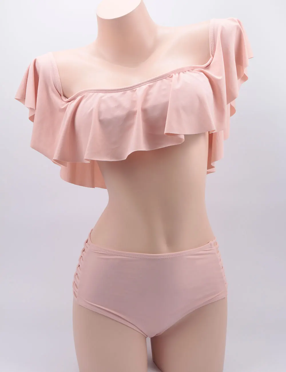 Бикини с высокой талией 2018 сексуальный винтажный комплект бикини рюшами