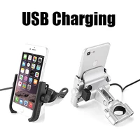 Chargeable Aluminum alloy Universal Motorcycle Phone Holder With Stand Support Rearview GPS Bike Holder Soporte Celular Moto