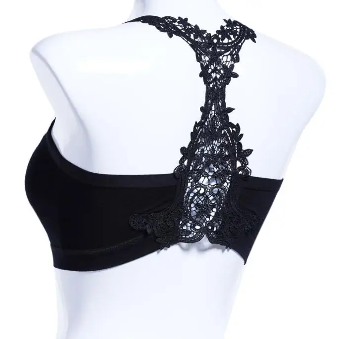 Женский бюстгальтер без косточек с вырезами сзади кружевной тонкий бандаж для