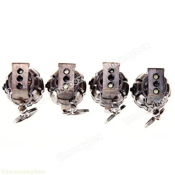 Hot selling Promotion sale Top quality 4pcs Grenade Style Keychains + 0.5mw Red Lasers White LED Lights Coppery|led zone|light led striplight video |