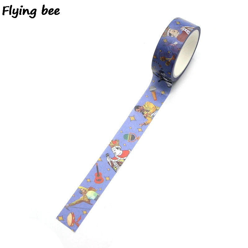 Flyingbee 15 мм X 5 м Бумага васи клейкая лента Фредди Меркурий клейкая лента DIY Скрапбукинг наклейка рок Панки этикетка маскирующая лента X0321