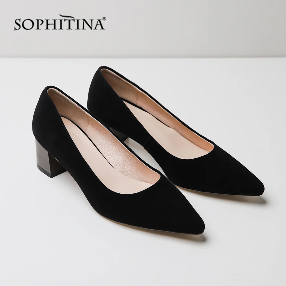 SOPHITINA/модные туфли лодочки с закрытым носком удобные пикантные на среднем