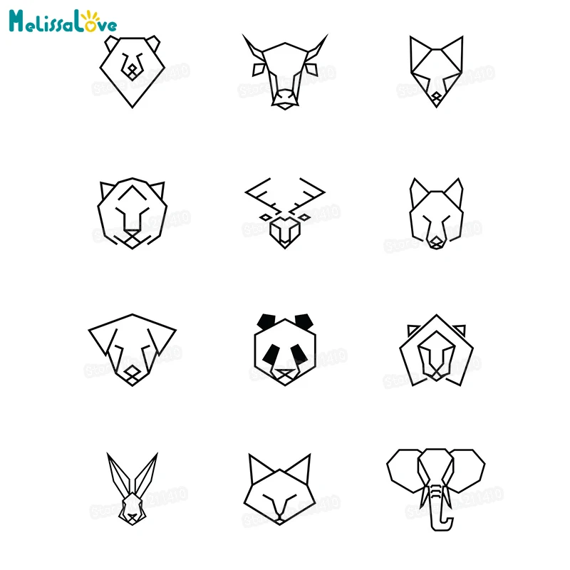 

Simple Design 12 Style Geometric Animal Pattern Wall Sticker Home Deocr For Kids Baby Room Self-adhesive Art Murals Gift YY786