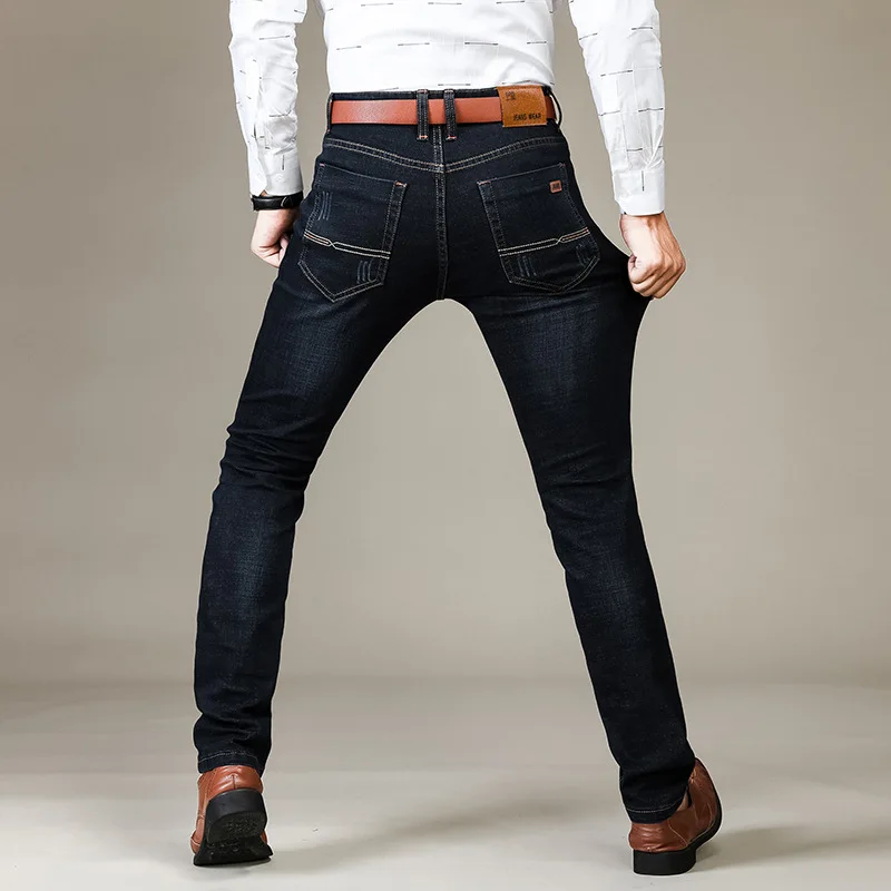 New Men's Slim Elastic Jeans Fashion Business Classic Style Skinny Denim Pants Trousers Male | Мужская одежда