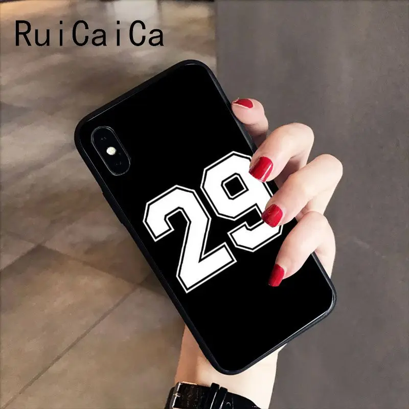 A16 RuiCaiCa черный мягкий черный чехол для телефона с буквами и цифрами для iPhone X XS MAX 6 6S 7 7plus 8 8Plus 5 5S XR - Цвет: A16