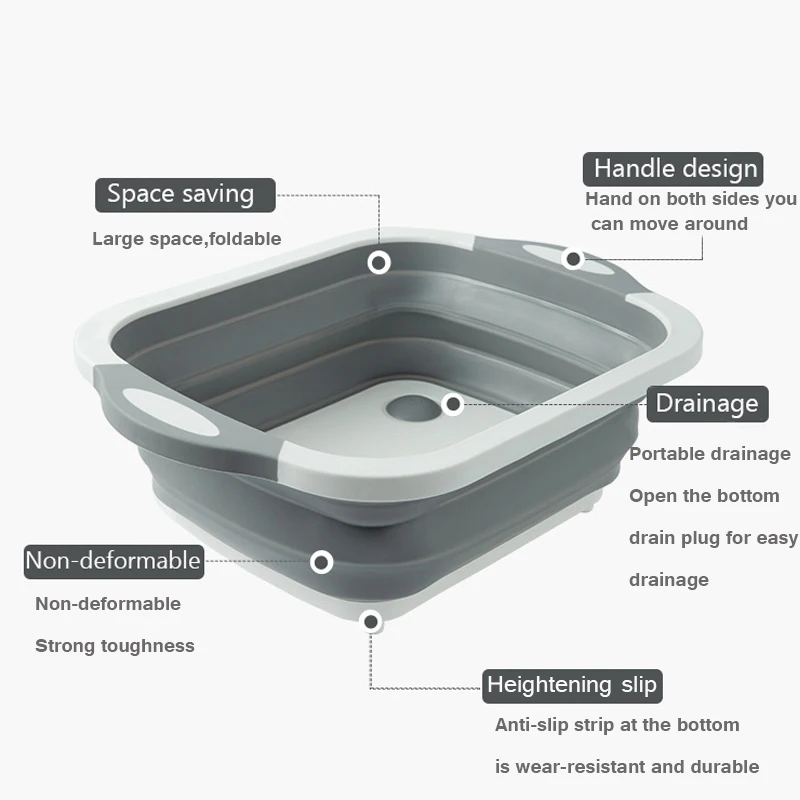 Boxi многофункциональная Складная дуршлаг разделочная доска корзина для мытья