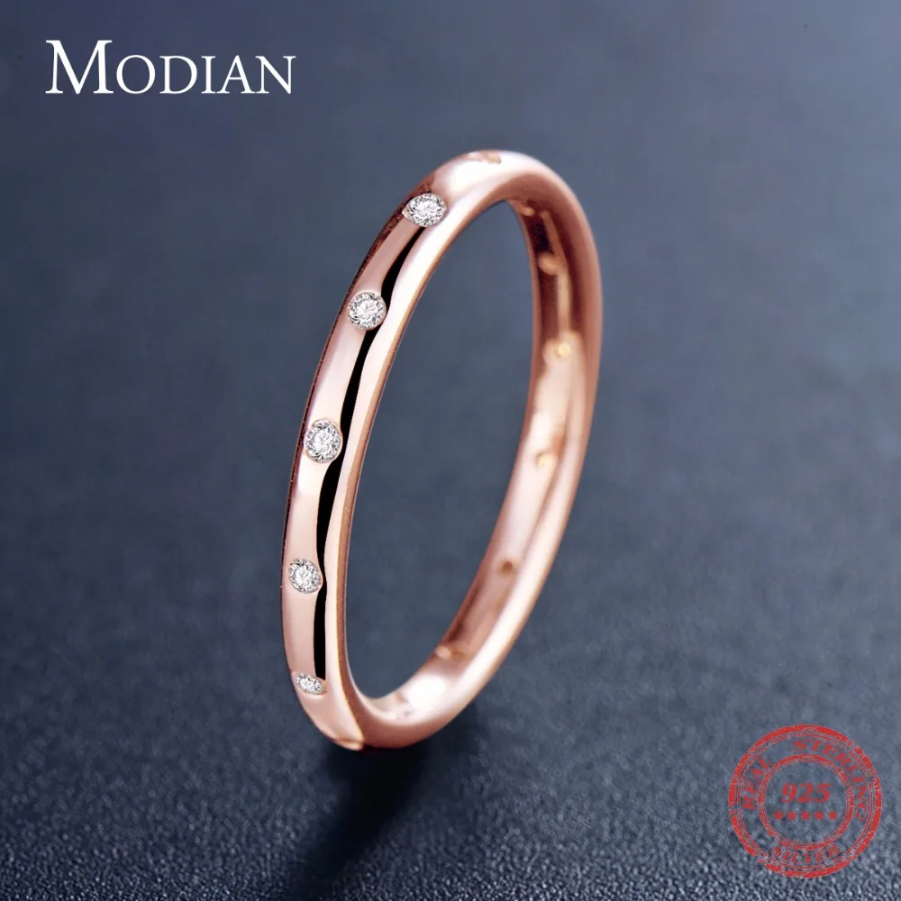 Modian 100% Настоящее Стерлинговое Серебро 925 пробы штабелируемое кольцо прозрачный