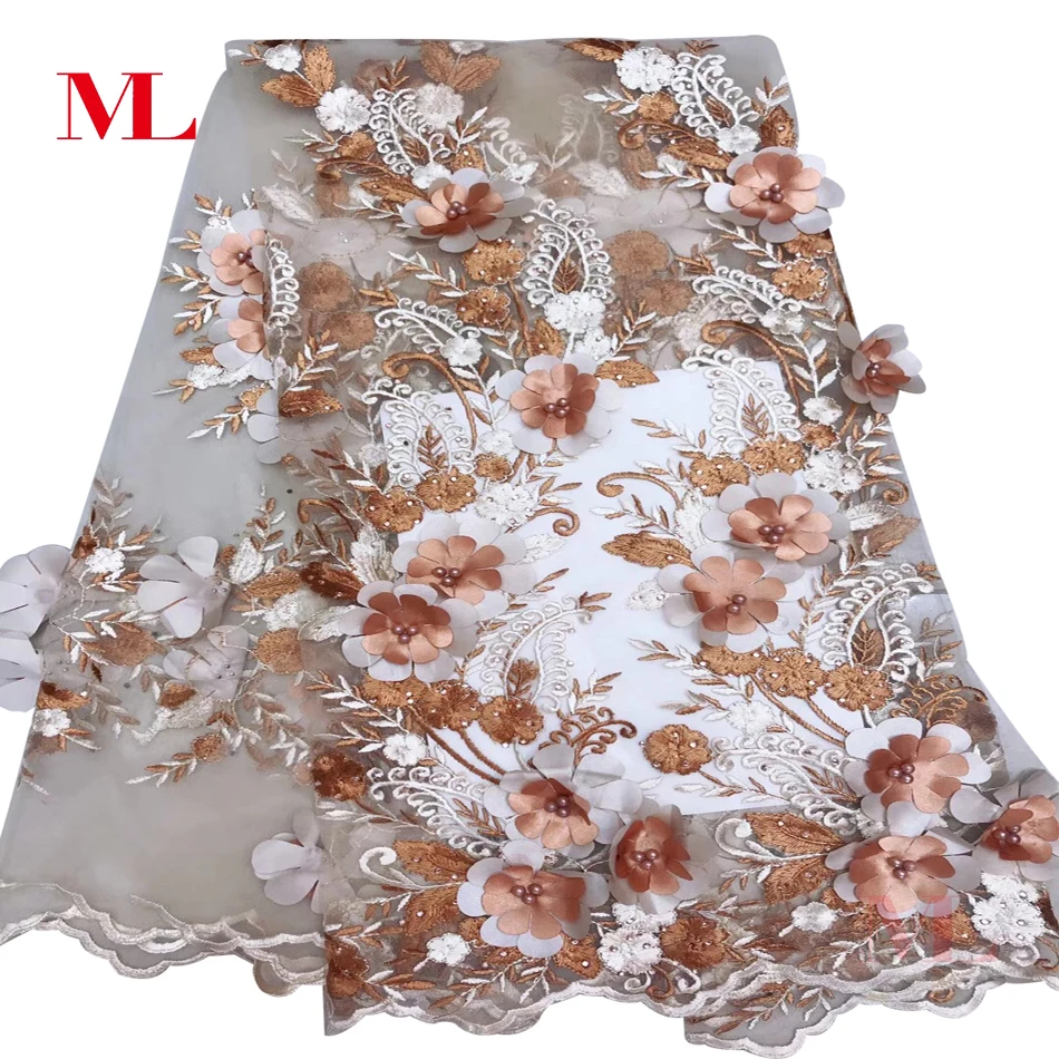 ML 5 ярдов наилучшего качества Африканский кружевной ткани швейцарская вуаль