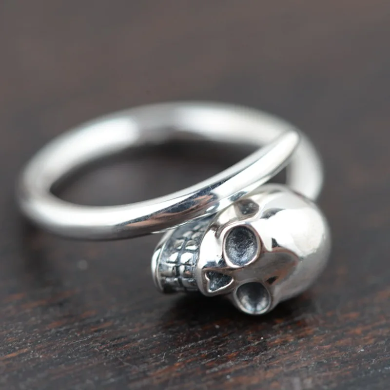

L&P 100% 925 Sterling Silver The Skull Ring For Men&Women,Vintage Punk Rock Rings Fashion Silver Jewelry For Birthday Gift