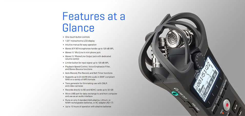 ZOOM H1N handy recorder Цифровая камера аудио рекордер Запись интервью стерео микрофон для DSLR