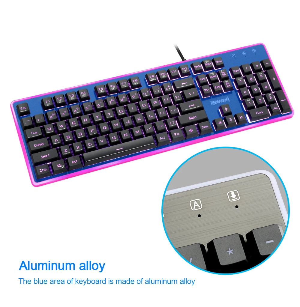 Redragon S107 USB игровая мембрана RGB клавиатура Коврик для мыши комбо 104 клавиш 3200 dpi 6 кнопок набор мышей проводной компьютер PC игра