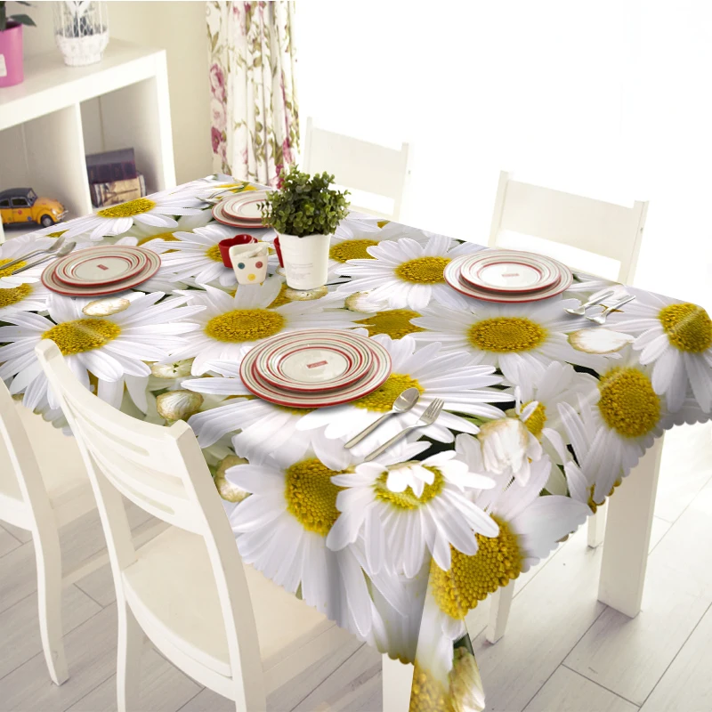 3D Tablecloth Merry Christmas Sunshine Sunflower Pattern Waterproof Cloth Thicken Rectangular and Round Wedding Table | Дом и сад