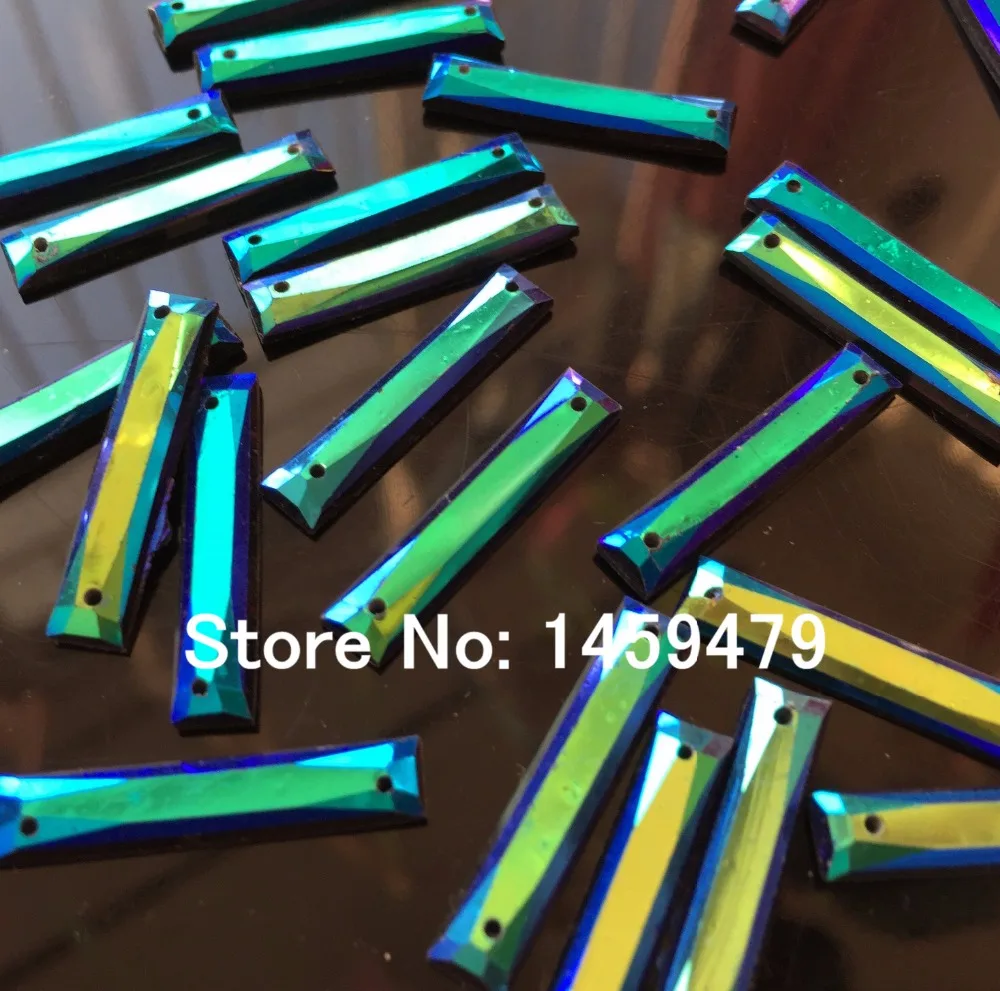 2 отверстия Свободные Стразы Акриловые прямоугольник глубокий синий АВ Цвет 50 шт