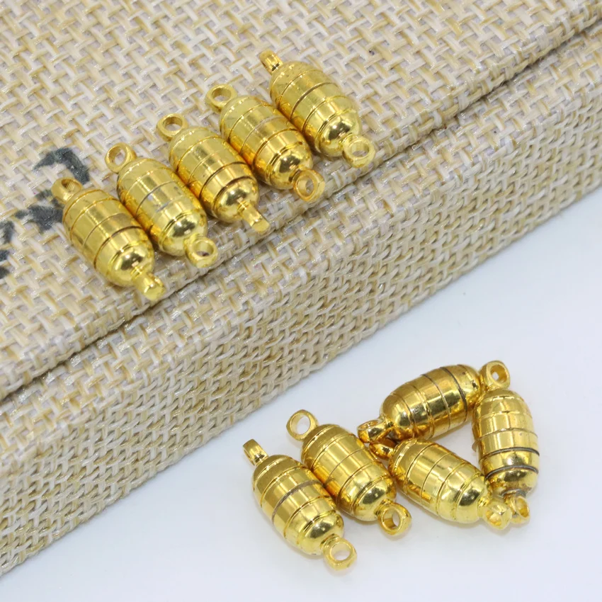 Заводская розетка элегантная 5*15 мм форма бочонка золотой цвет магнитная