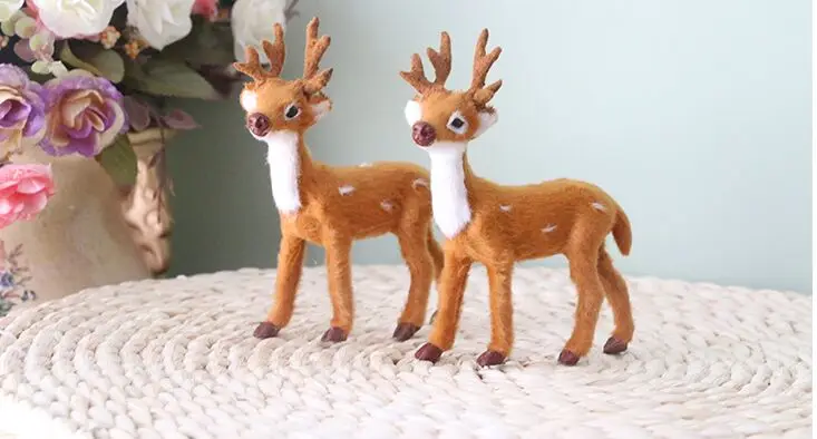 

2 pieces about 11cm standing sika deers model,polyethylene & furs handicraft Figurines & Miniatures home decoration gift a2988