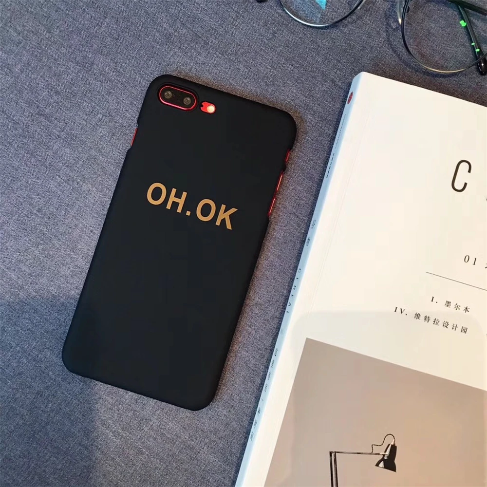 Модный розовый чехол набор текста на телефоне для Iphone 7 матовый 8 6 S Plus NO OH OK с