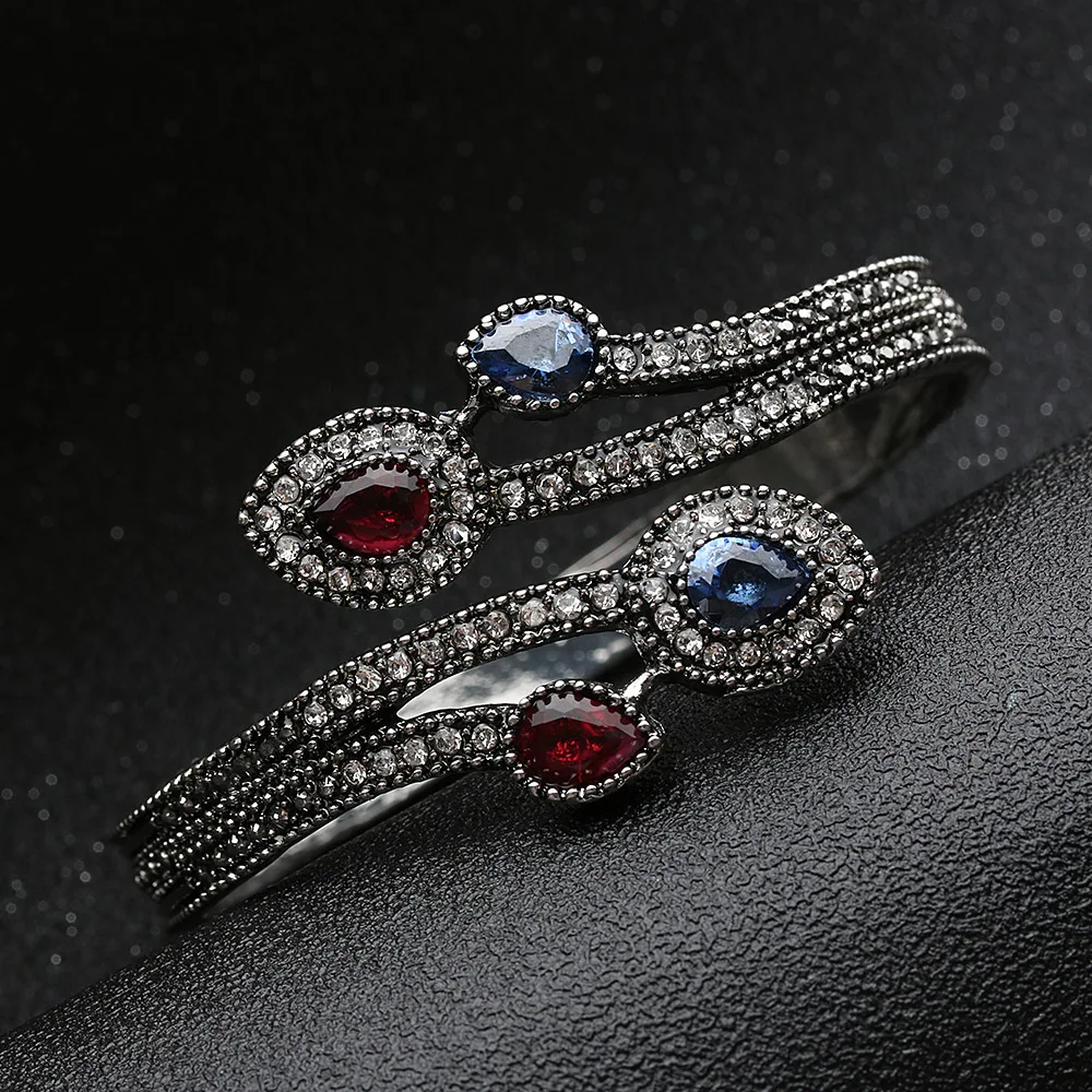 1 Pcs Vintage Bangles Fashion Turkish Resin flower Jewelry Cuff Antique Gold Color Ethnic Bangle for Women Gifts Wholesale|ethnic bangle|jewelry