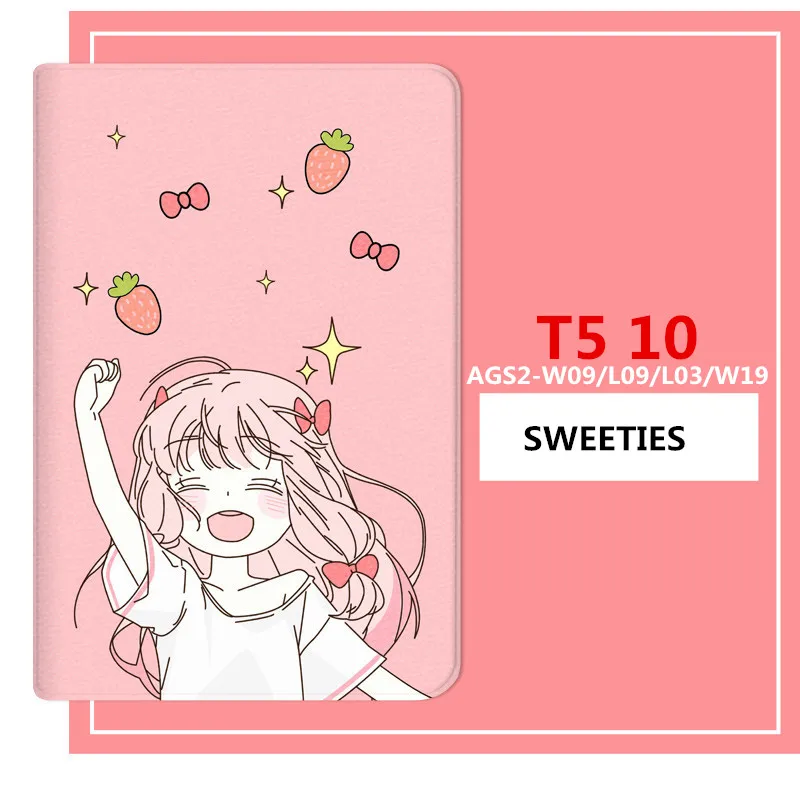 T5 10 SWEETIES T5 10 умный откидной кожаный чехол с мультяшной девочкой персиком для huawei MediaPad M5 10 pro/M5 10,8 8," M5 Lite 10,1 чехол для планшета - Цвет: T5 10 SWEETIES
