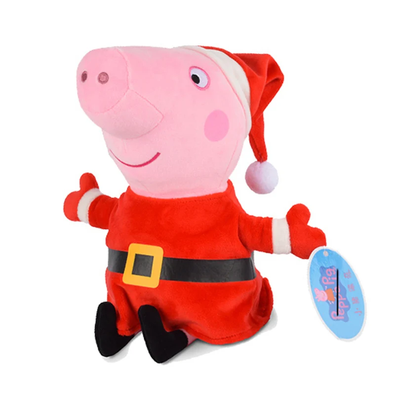 Christmas peppa 30 см оригинальные Свинка Пеппа Джордж Животные Мягкие плюшевые игрушки семья розовый Свинка Пеппа медведь куклы рождественские подарки игрушки для девочек детей - Цвет: Christmas peppa