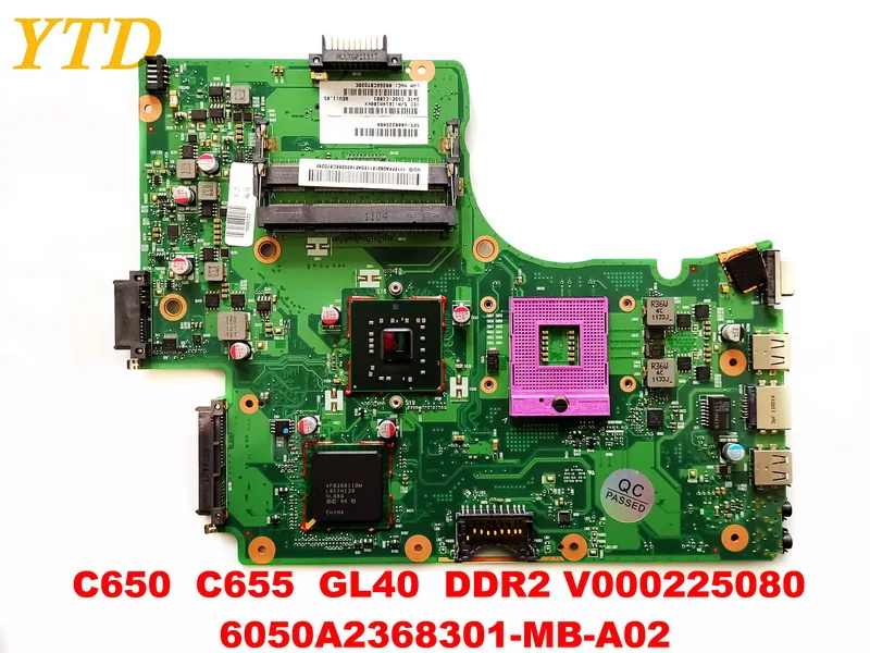 Оригинальная материнская плата для ноутбука toshiba C650 C655 GL40 DDR2 V000225080 6050A2368301 MB A02