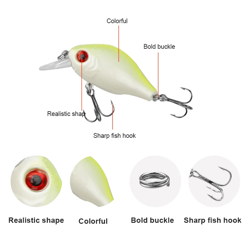 Erchang 55 мм 8 г Сумасшедший воблеры мини Topwater Crankbait искусственный Япония жесткий