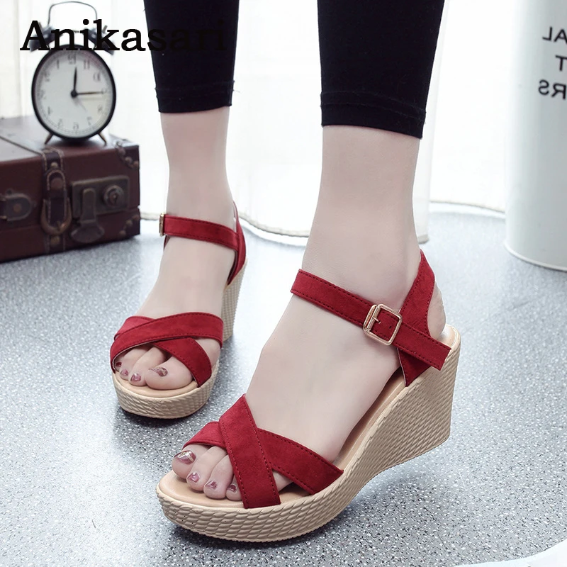 Сандалии на танкетке Для женщин платформа высоких каблуках сандалии Пляжная